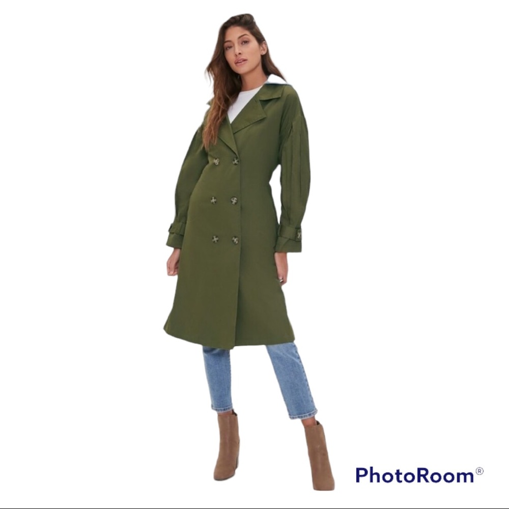 NWT Forever 21 Trench With Hood - Army Green 
Size: Small